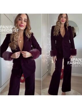 Zara Velvet maroon Pants